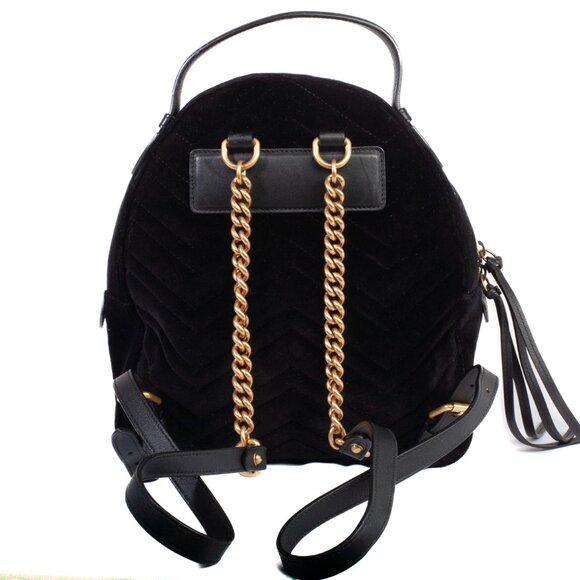 Authentic Black Gucci Velvet Matelasse GG Marmont Dome Backpack - Picture 4 of 11